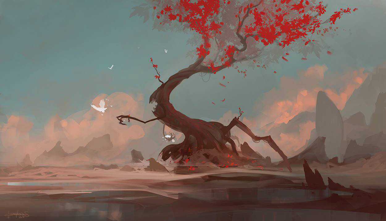 'Grumpy Red Tree' was made as a demo for students over at New 3dge © Geoffrey Ernault